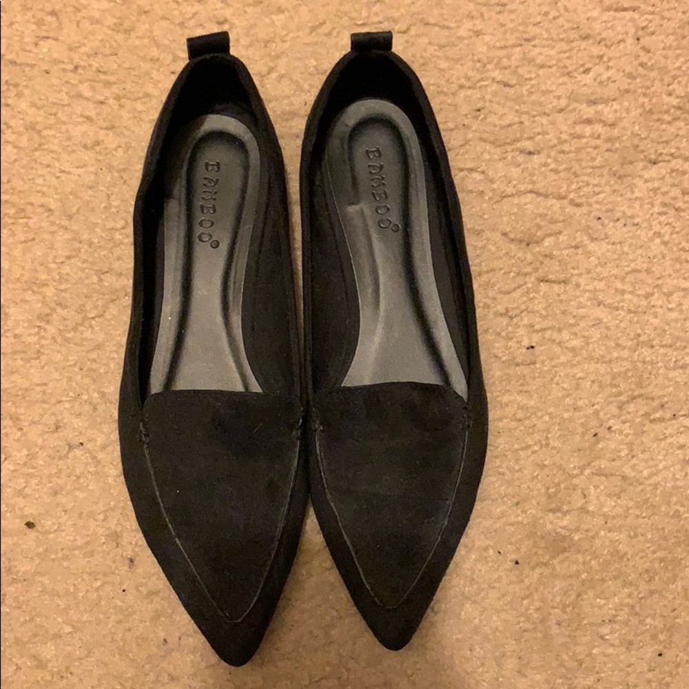 Suede black pointy toe flats. Size 7